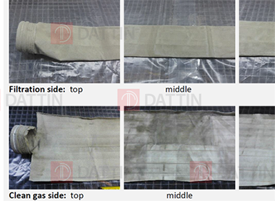 Kiểm tra một mẫu túi lọc bụi xi măng miệng vòng thép đàn hồi, sử dụng vật liệu vải PE porotex® của hãng Gutsche, Germany.